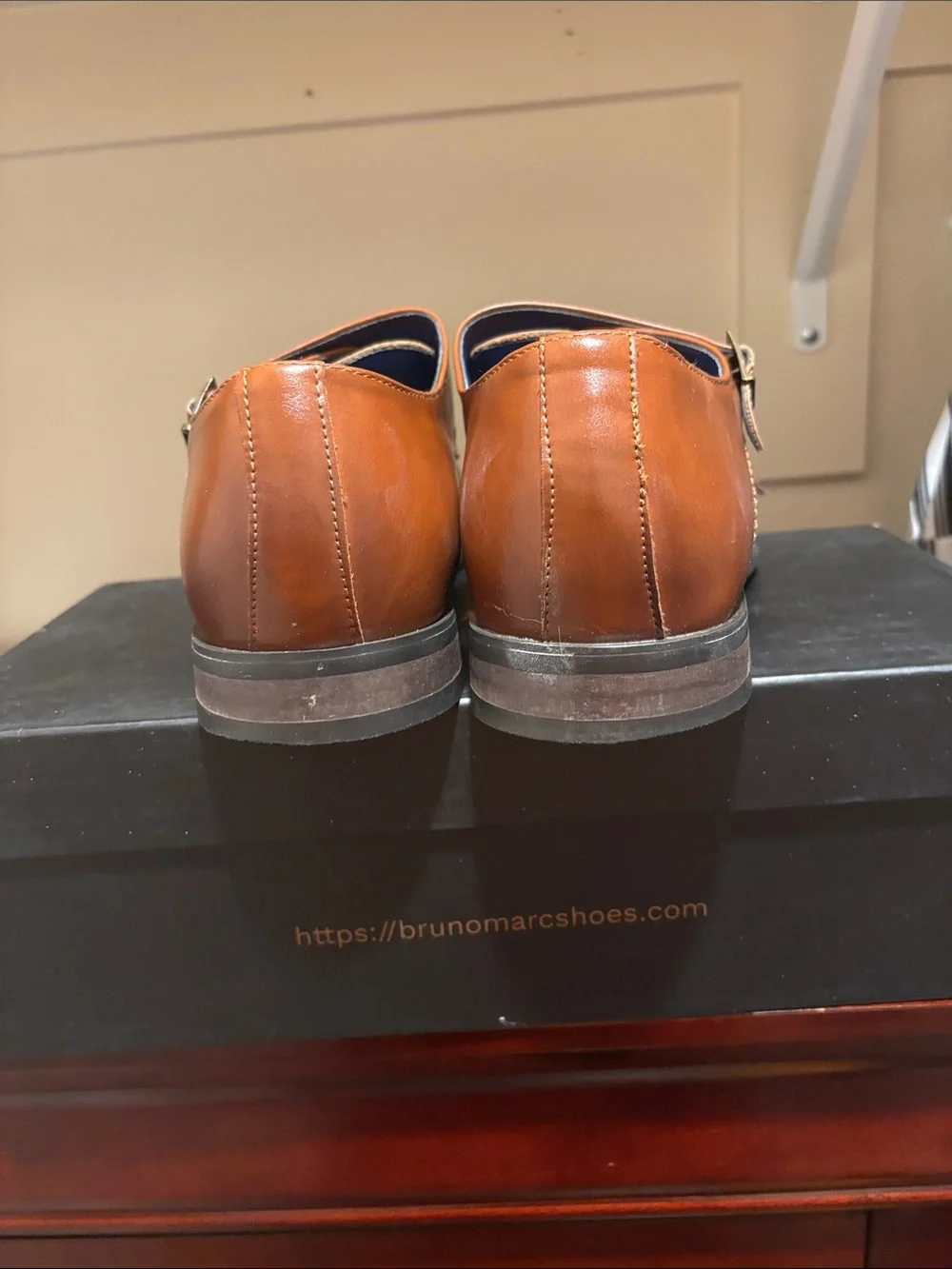 Bruno Marc Men's Double Monk Strap Oxfords - Tan Brown